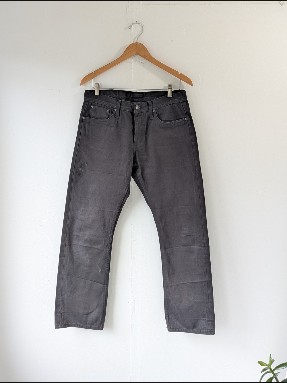 The Unbranded Brand Men's Straight UB355 Jeans Black 12.5 oz Selvedge Size 34